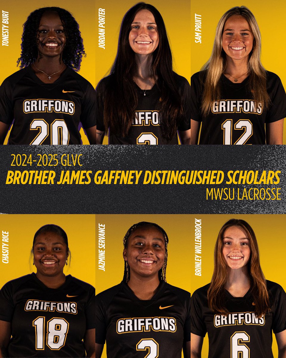 GriffonLax's tweet photo. Congratulations to our 6 Griffons that earned the GLVC Brother James Gaffney Distinguished Scholar Award! These student-athletes maintained a 4.0 GPA throughout the 24-25 academic year! https://t.co/O6w89xDwh7