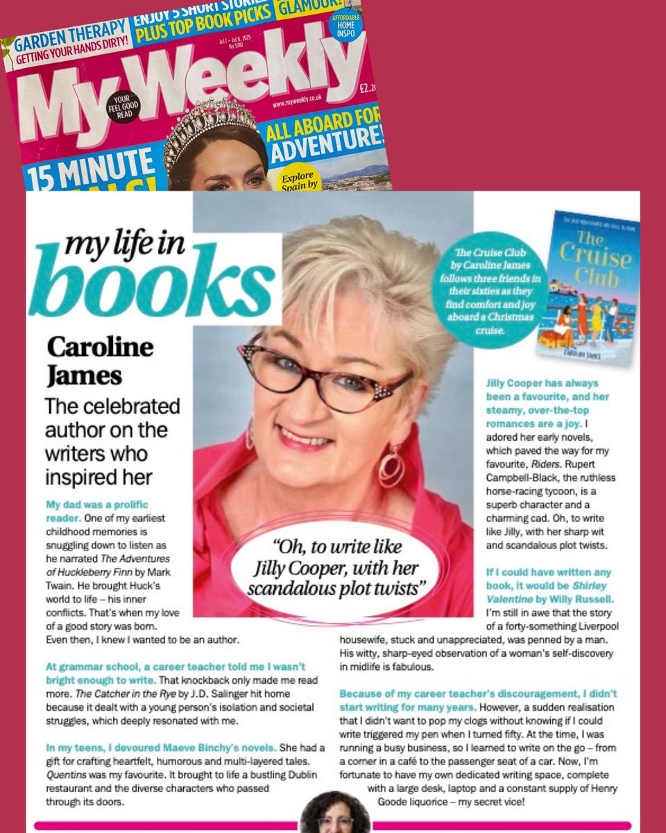 CarolineJames12's tweet photo. 🎉 Very thrilled to be featured in My Weekly this week...
"My Life in Books" 📚
#MyWeekly #magazine https://t.co/iyhctTZg1K