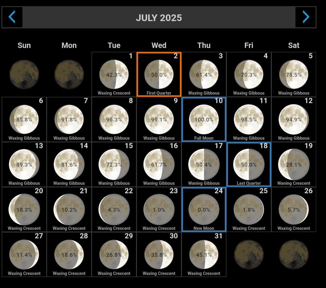 Moon Phases for July 🌙✨️