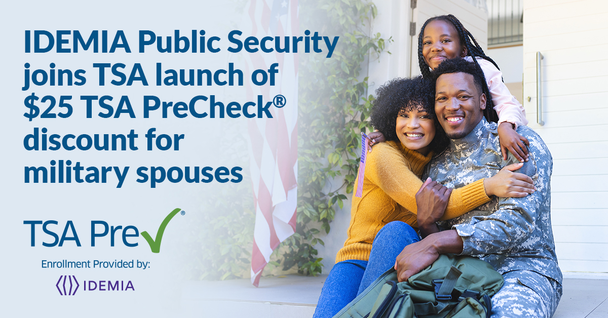 IDEMIA_PS's tweet photo. We joined the Transportation Security Administration (TSA) at their press conference today announcing their $25 discount on TSA PreCheck® enrollment to military spouses and free TSA PreCheck enrollments to Gold Star families.

Read our press release ➡️ https://t.co/ntqsTqgBaj https://t.co/wQeWsfM44x