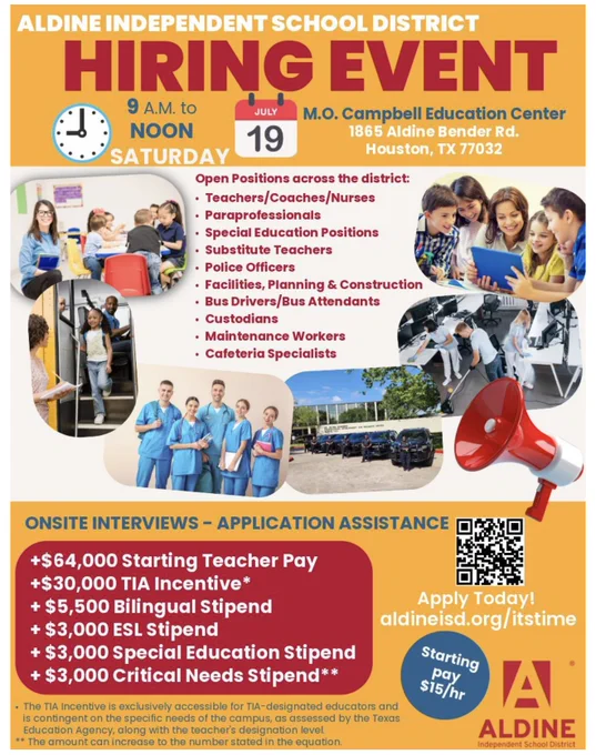 Image from Aldine HR (@AldineHR)