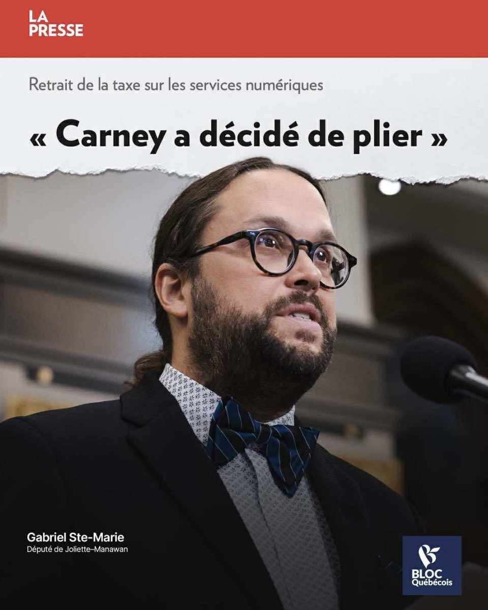 Mark Carney avait une occasion de se tenir debout face à l’intimidateur en chef, Donald Trump. 

Il ne l’a pas prise. Il a décidé de plier face aux menaces des États-Unis. On ne peut pas laisser ça aller.

<a href="/Gabriel_SMarie/">Gabriel Ste-Marie</a> 
#BlocQc