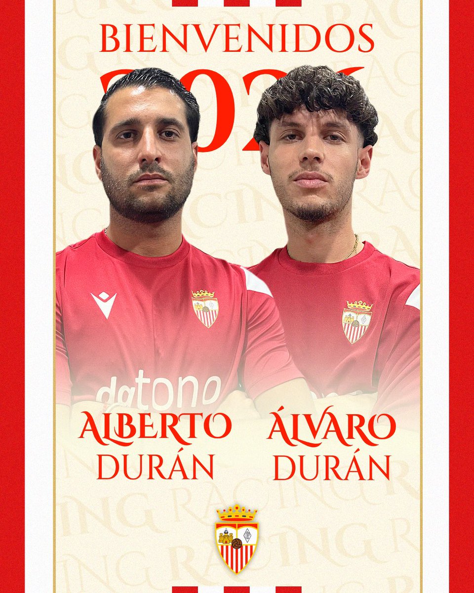 📢 COMUNICADO OFICIAL | <a href="/Albeertoduran10/">Alberto</a> y <a href="/Alvaroduraan10/">Alvaro Duran</a>, nuevos jugadores del #RCPortuense 

⚽️ Los jedulenses, procedentes del <a href="/XerezDFC/">XEREZ DEPORTIVO</a> y <a href="/_Doshermanascf/">Dos Hermanas CF 1971</a>, formarán parte del conjunto racinguista en la temporada 25/26.

ℹ️ racingclubportuense.es/hermanos-duran…

#ContinúaNuestraHistoria