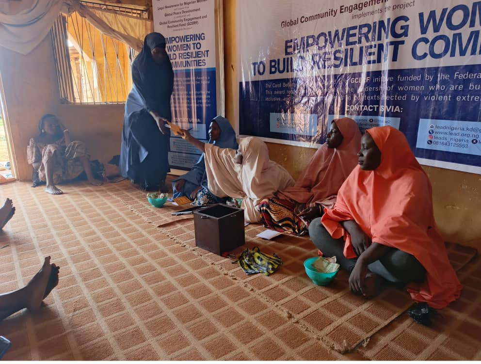 <a href="/theGCERF/">GCERF</a> <a href="/globalpe2/">Global Peace Development (GPD)</a> <a href="/KDHSSD/">Human Services & Social Development Kaduna</a> <a href="/KADPBC/">Planning & Budget Commission, Kaduna</a> <a href="/mlgkad/">Kaduna State Ministry for Local Govt. Affairs</a> the VSLA reduces vulnerability to extremist influence, especially in fragile communities. Empowered women are more likely to promote peace, discourage radicalization, and serve as agents of resilience within families and communities.