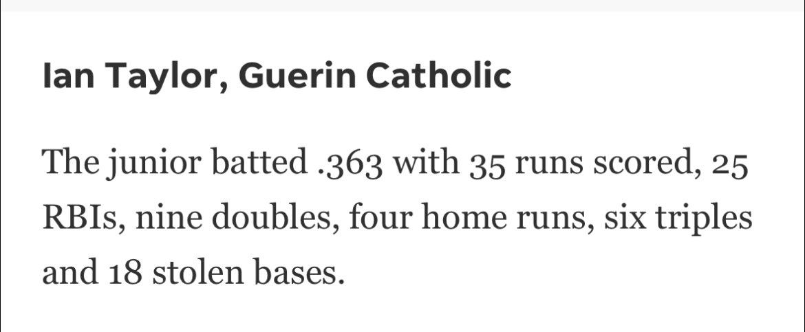 Guerin Catholic Baseball (@guerinbaseball) on Twitter photo Congrats to Tate Troxell, Ben Canada, and Ian Taylor on their selection to the IHSAA All Central Indiana Super Team.
1st Team - Tate Troxell and Ben Canada
3rd Team - Ian Taylor
<a href="/TateTroxell2026/">Tate Troxell</a> <a href="/BenCanada9/">Ben Canada</a> <a href="/ian_taylor13/">Ian Taylor</a> Congrats to Tate Troxell, Ben Canada, and Ian Taylor on their selection to the IHSAA All Central Indiana Super Team.
1st Team - Tate Troxell and Ben Canada
3rd Team - Ian Taylor
<a href="/TateTroxell2026/">Tate Troxell</a> <a href="/BenCanada9/">Ben Canada</a> <a href="/ian_taylor13/">Ian Taylor</a>
