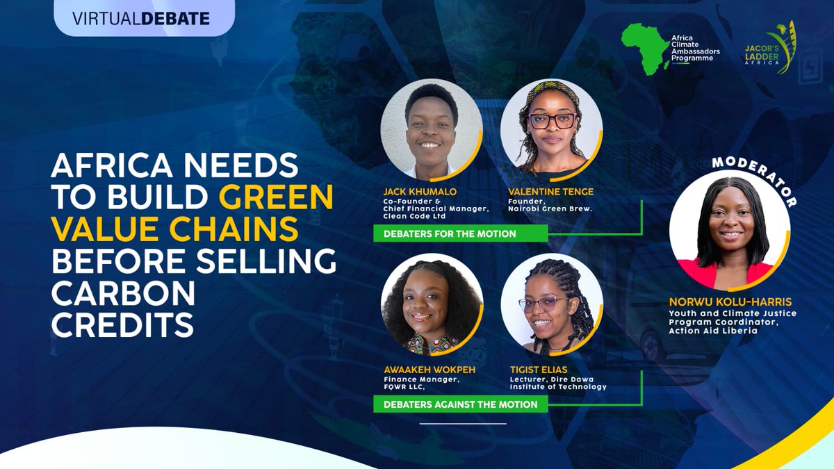 ACAProgramme's tweet image. This isn’t just a debate. It’s a reckoning.
Should Africa cash in on carbon credits now or build the systems first?
The continent’s boldest young climate thinkers are live now, and the insights are sharp.
📺 Tune in LIVE from YouTube: youtube.com/live/COOPOrcIO…
@JacobsLadder_A…