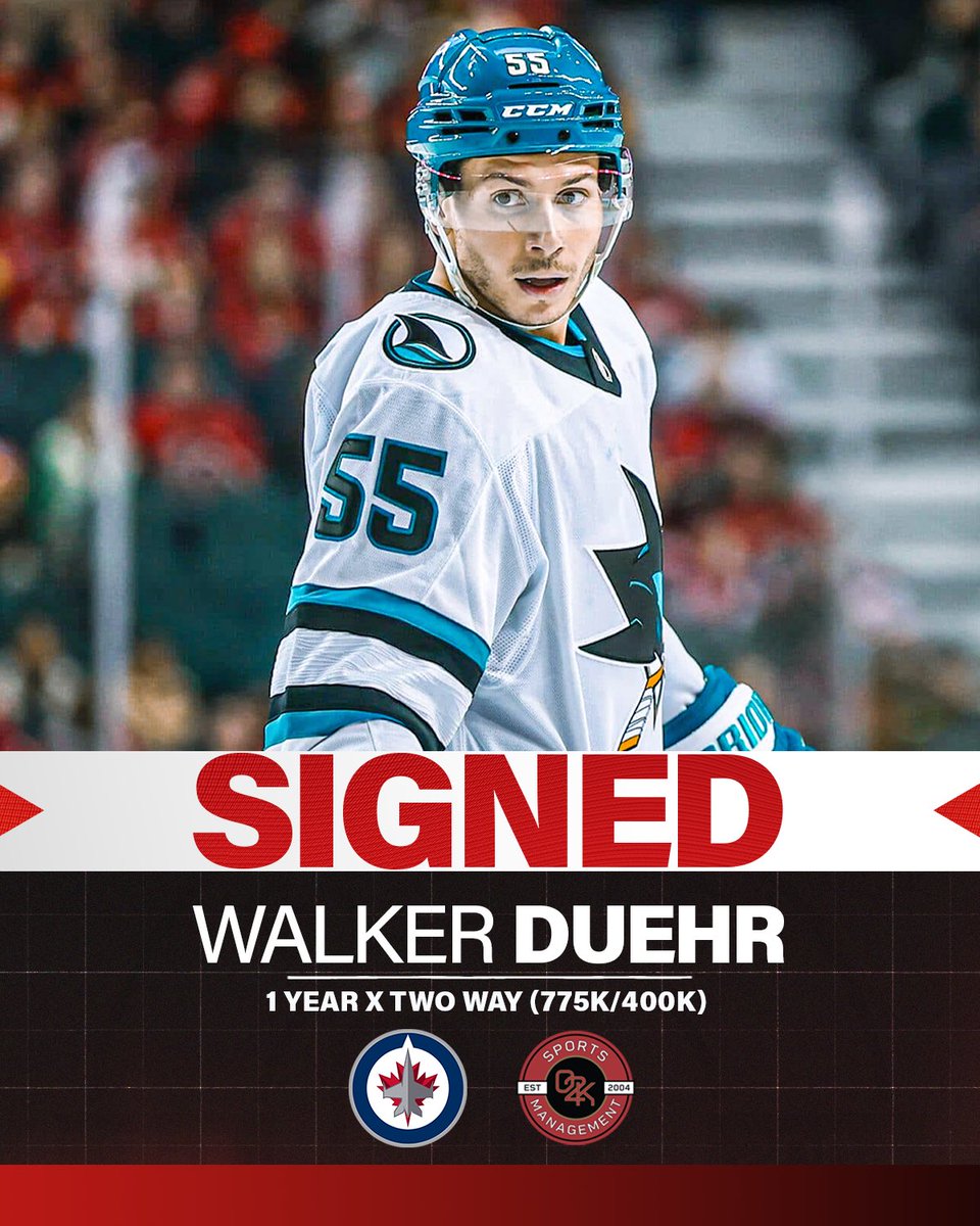 O2K Sports Management (@o2ksports) on Twitter photo Walker in Winnipeg! ✈️ Congratulations to O2K client Walker Duehr <a href="/wduehr_97/">Walker Duehr</a> on signing a 1 year, two-way contract with the <a href="/NHLJets/">Winnipeg Jets</a>!
#nhljets #nhlfreeagency Walker in Winnipeg! ✈️ Congratulations to O2K client Walker Duehr <a href="/wduehr_97/">Walker Duehr</a> on signing a 1 year, two-way contract with the <a href="/NHLJets/">Winnipeg Jets</a>!
#nhljets #nhlfreeagency