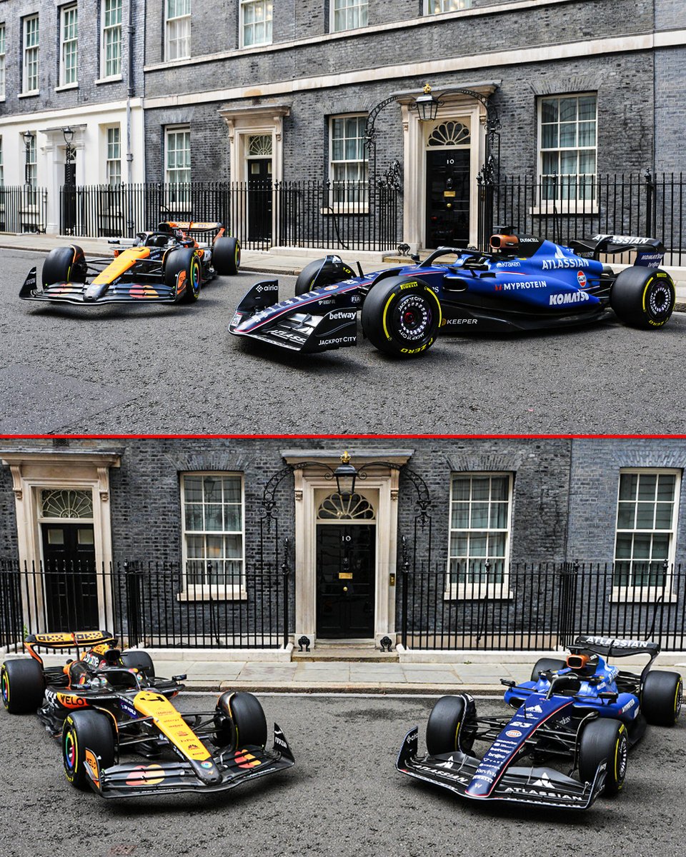 McLaren and Williams cars parked outside 10 Downing Street today 👀

#BritishGP