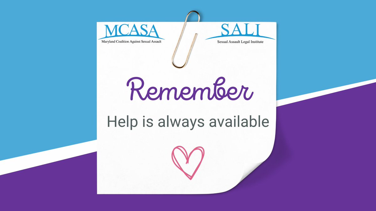 We know current events &amp; headlines can be triggering. MCASA wants all survivors to know we believe you, you are not alone, &amp; help is available. To find your local rape crisis center call 211, or visit: loom.ly/juv2qFc 
Or call SALI for legal support: 301-565-2277.
