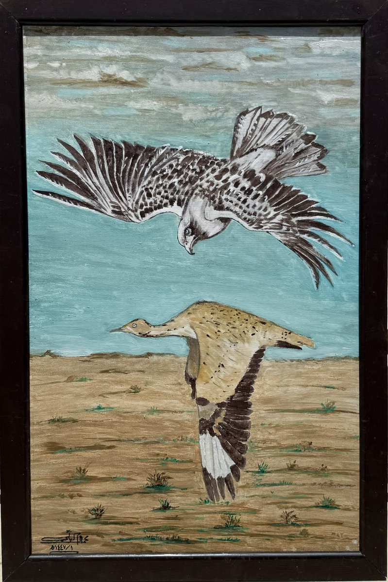 رسمت لكم لوحة من ذاكرتي لأيام مضت لي مع رفاقٍ  رحمهم الله وكنا شمال حدود المملكة برحلة للصيد بالصقور وهي رياضة عربية أصيلة عميقة التاريخ ولم ولن أنسى حماساً كان يهزّني عندما يهوي صقري منصرماً من السماء ويطق الحبارى وهي طائرةً #لكم تحيتي وتقديري ابن الحزم