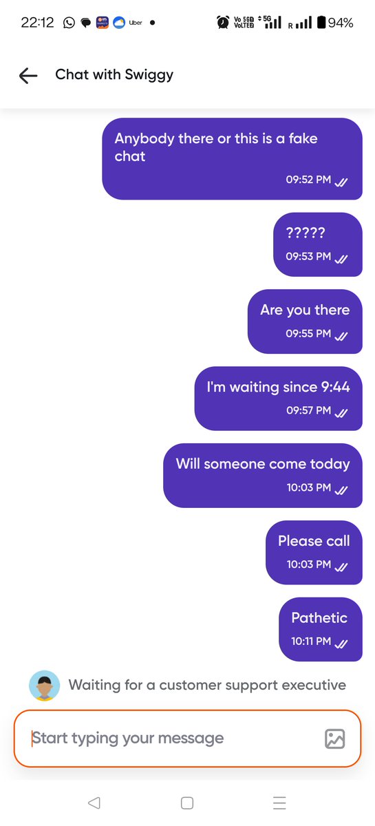 arorajivreal's tweet photo. @SwiggyCares Delivery charges levied despite my buying Swiggy One, nobody attending chat in app https://t.co/6XepgovHIm