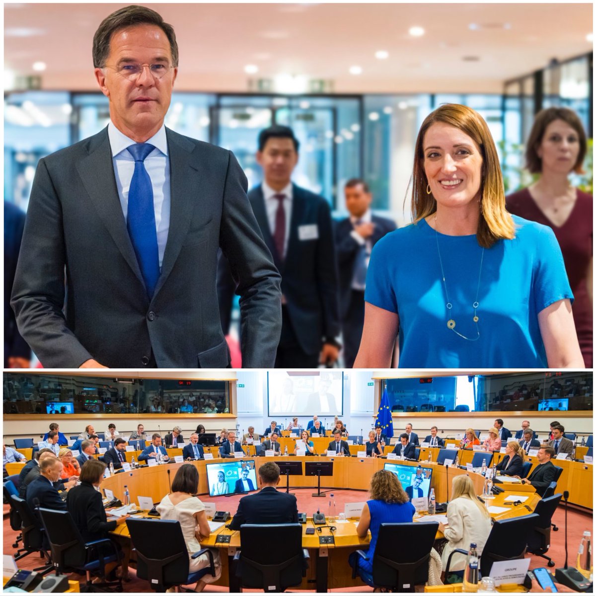 EP_President's tweet image. Europe needs to be stronger so that people feel safer.
Thank you @SecGenNATO Mark Rutte for an excellent discussion with @Europarl_EN group leaders this afternoon.
@NATO can count on Europe's commitment as we invest in our security.