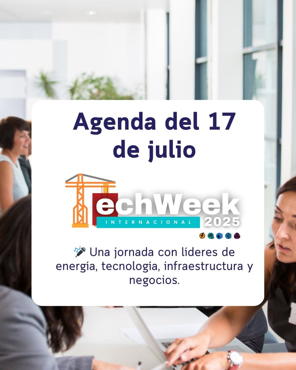 Ponentes día 2 #TechWeek2025!

👤 Ing. José M. González – Data Centers &amp; Seguridad
👤 Ing. Armando Jasso – Transición Energética
👤 Ing. Ulises Galván – Oportunidades para contratistas
👥 Panel TIC’s &amp; Comunicaciones
👥 Mesa Crecimiento Data Centers
🗓️ 17 julio · CDMX