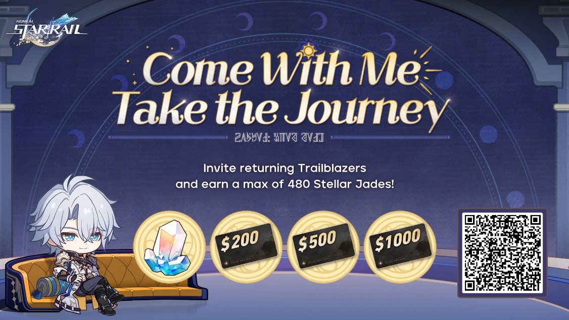 fishliw's tweet photo. Invite returning Trailblazers to link up with your invitation code and log into the game to win Stellar Jades, gift cards, and other surprise rewards https://t.co/wHneZyhGZL