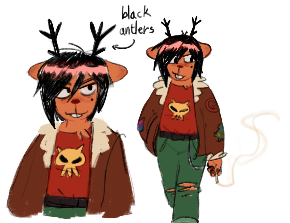 Ekko_idk's tweet image. Soft Dess redesign, I gave her black antlers cuzzzz yea
(On the right is her previous design for an animation I made)
#DELTARUNE #dess