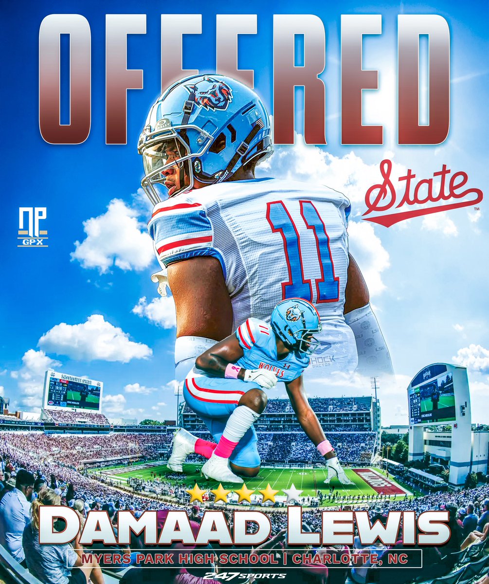 | OFFERED |

Damaad Lewis (<a href="/DamaadLewis07/">Damaad Lewis</a>), the class of 2026 <a href="/247Sports/">247Sports</a> 4⭐️ edge defender from Myers Park High School (Charlotte, NC), picks up the offer from Mississippi State! #HailState