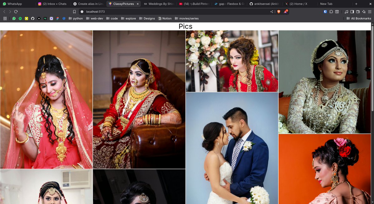 webdevankit's tweet photo. Dang!!,
I took almost fuckin 2 hrs making the Pinterest images layout. 😭
I realised that the layout is called "Masonry Layout" and it is very easy to implement. 😿

#react #tailwindcss #typescript https://t.co/pQWPg7kll0