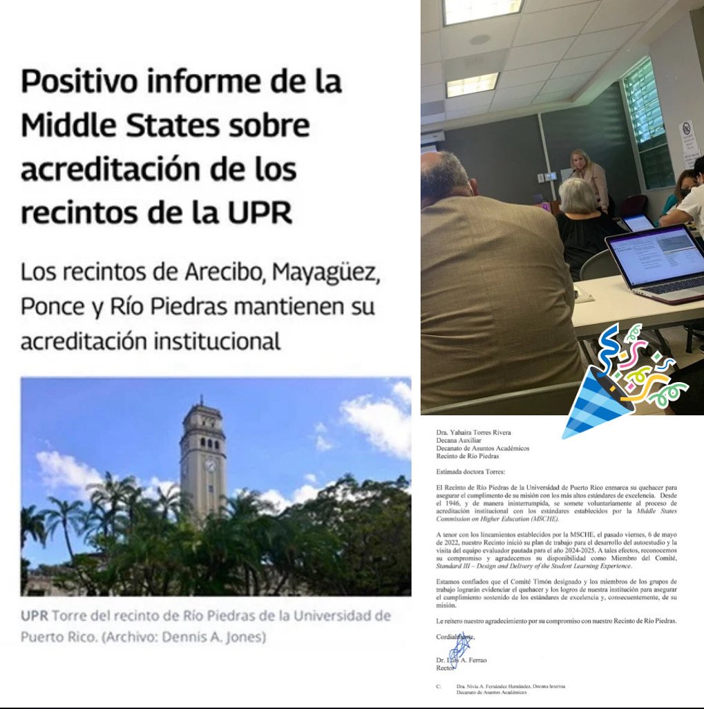 🎉 ¡Una gran noticia que me llena de orgullo! 🙌 Agradezco la oportunidad de colaborar en este importante proceso de acreditación del Recinto de Río Piedras, aportando desde mi experiencia en educación a distancia. 💻

#IUPI #UPR #uprrp #eLearning 

🔗 goo.su/JznW9d1