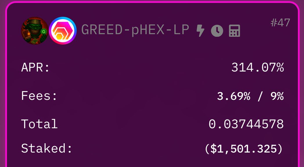 <a href="/hexgeta/">Hexgeta</a> Best place to earn rewards on $Hex 

<a href="/RN_Radon_10/">RADON_RN</a> 

Everyone has it sitting in the wallet, waiting, waiting…

Why wait when we can secure those coins OnChain and make them Work for You!

Radon TG: Radon86Greed

$Greed Farms powered by <a href="/NexionPulse/">NEXION</a> 

Check us out in this weeks