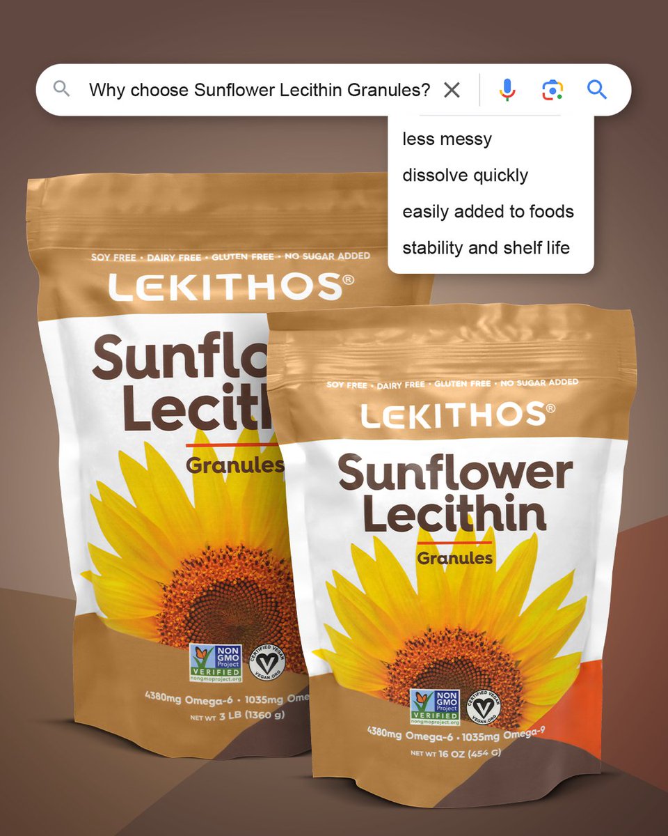 lekithosinc's tweet photo. 🌻Sunflower lecithin is a popular emulsifier and supplement, and while it's available in liquid, powder, granules often stand out for several reasons.

- Ease of Use and Handling
- Better Dissolution
- Versatility in Application
- Stability and Shelf Life

https://t.co/fUnVWL5A0D https://t.co/EGcntLQuBF