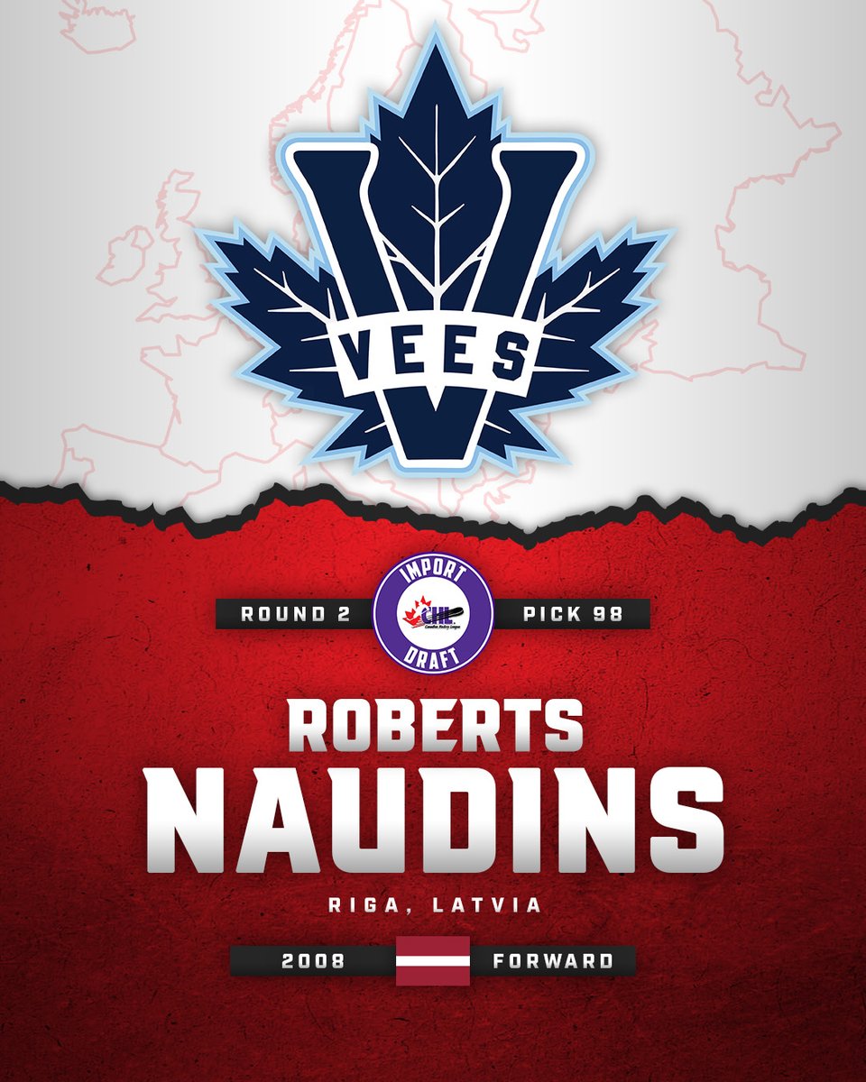 TheWHL's tweet photo. With the 98th-overall pick in the 2025 #CHLImportDraft, the @PentictonVees have selected Roberts Naudins from Shattuck St. Mary's Sabres Prep! https://t.co/mLrfn2FmP3