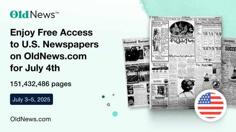 from July 3 to 5, 2025!ust in time for U.S. Independence Day, #MyHeritage is offering free access to the entire collection of 151,432,486 U.S. newspaper pages on OldNews.com
Search U.S. newspapers now: oldnews.com/en/newspapers/…