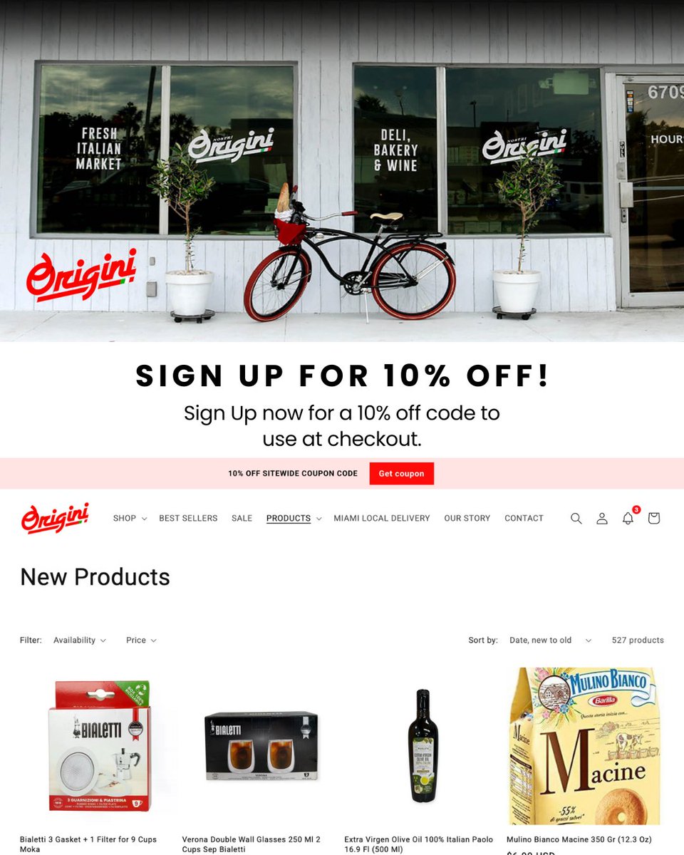 originimarket's tweet photo. Get rewarded for shopping fresh 🇮🇹
Sign up today and receive 10% OFF your first order — just for joining the Origini family.

🛍️ Authentic Italian goods
🍝 Deli, Bakery &amp; Wine
🚚 Local Miami Delivery Available

👉 Grab your coupon and start shopping: https://t.co/N6KmJHQ6Vw https://t.co/Rx5LhupHgq