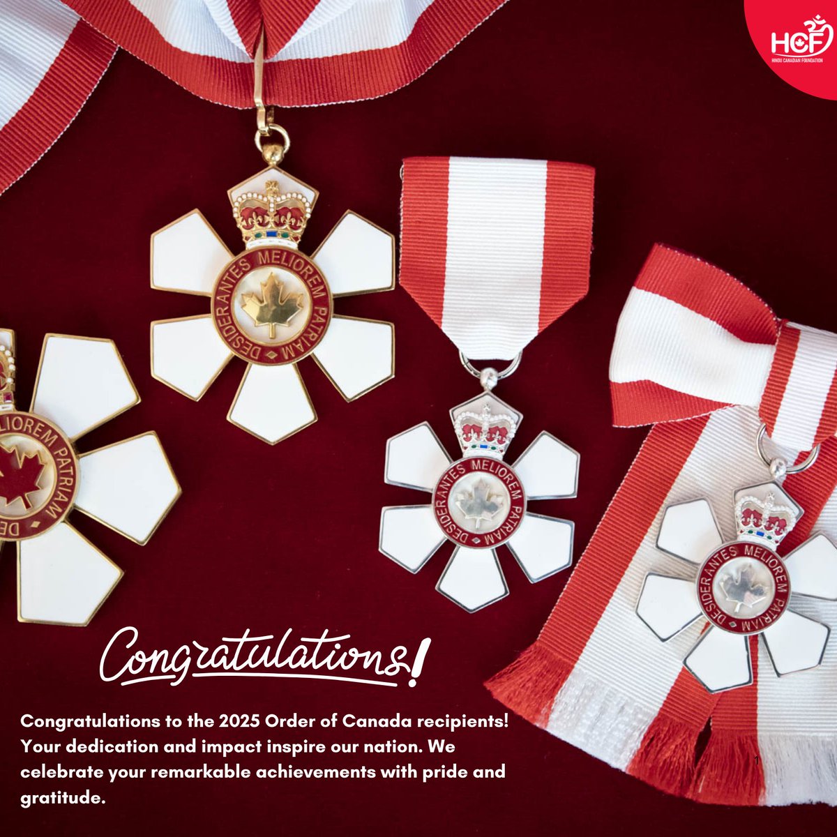 officialHinduCF's tweet image. HCF congratulates all the 83 recipients of the ORDER OF CANADA award. 

2 Companions (the highest level)
19 Officers
62 Members (the introductory level)
Plus 1 honorary appointment and 1 promotion within the Order

Read More here: gg.ca/en/order-canad…

@GGCanada @MarkJCarney…