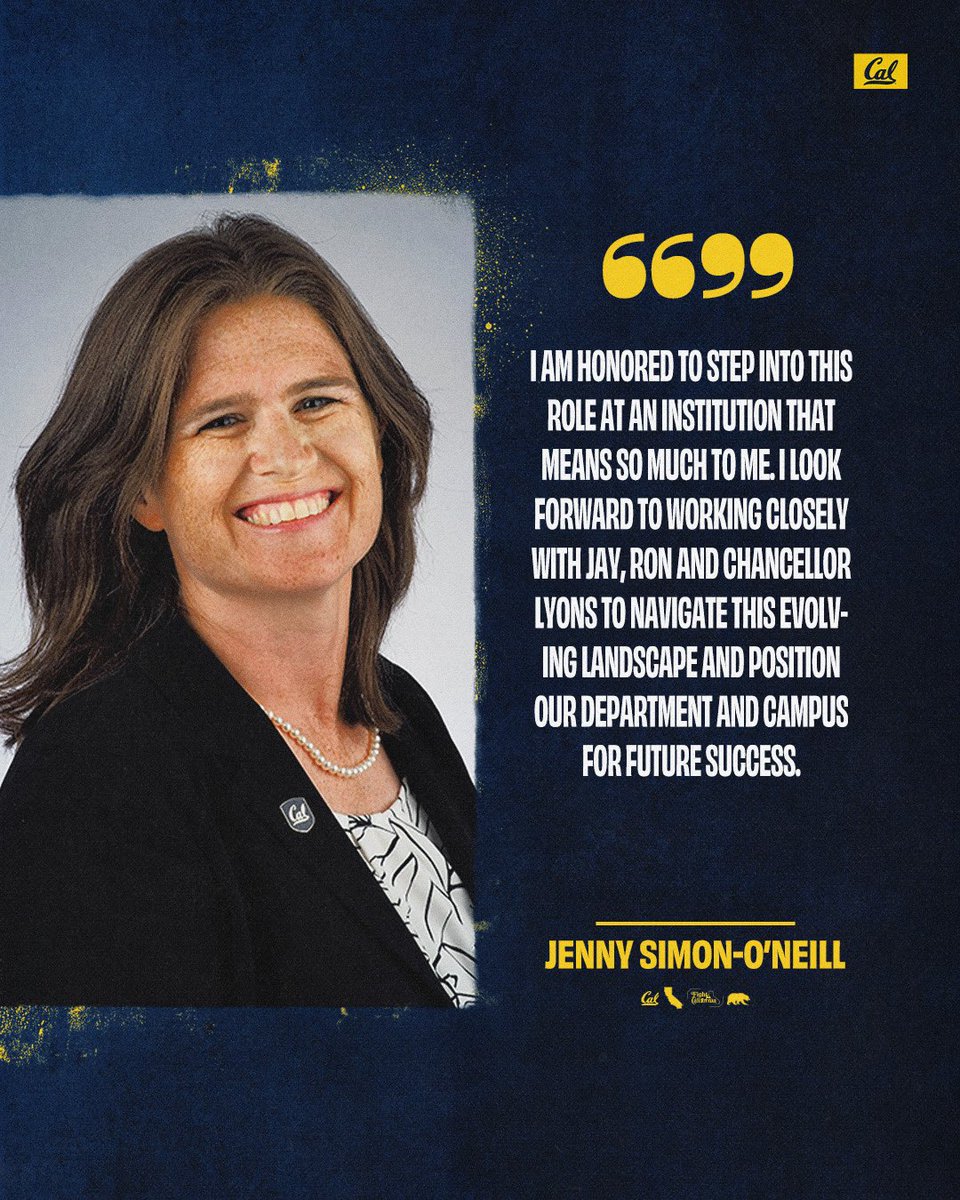 CalAthletics's tweet image. A new era begins at Cal Athletics!
Join us in welcoming our new Co-Directors of Athletics Jenny Simon-OโNeill and Jay Larson!
Go Bears!