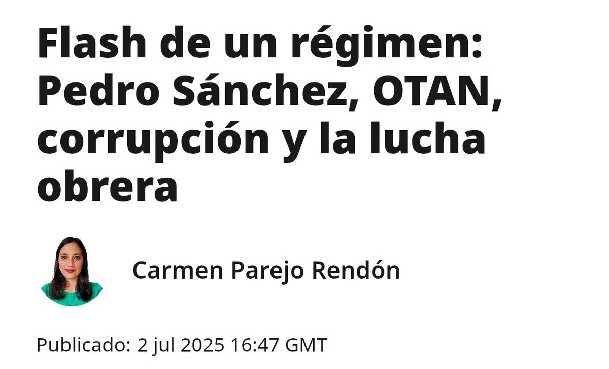 "La vieja oligarquía y una izquierda domesticada que ya no sabe ni por dónde le da el aire custodian la connivencia entre capital, militarismo y represión" 

Escribo sobre ello en RT ⤵️

esrt.space/opinion/carmen…