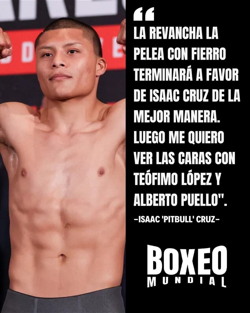 BoxeoMundial's tweet photo. Isaac 'Pitbull' Cruz 🇲🇽 tiene claro su futuro en el boxeo 🥊 🔥

#Boxeo #Boxing #IsaacCruz #PitbullCruz #AngelFierro #CruzFierro2 https://t.co/Z6s345KCfI