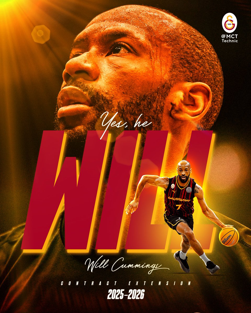 🟡🔴 𝗬𝗘𝗦, 𝗛𝗘 𝗪𝗜𝗟𝗟! 🫡

Will Cummings, 2025-26 sezonunda da Galatasaray MCT Technic formasıyla sahada olacak! 👊

🔗 galatasaray.org/haber/basketbo…