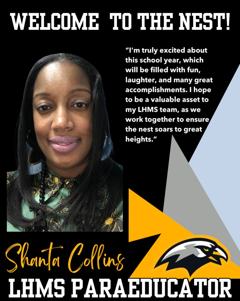 Please give a warm LHMS welcome to our Paraeducator, Ms. Collins! #LHMSHawks