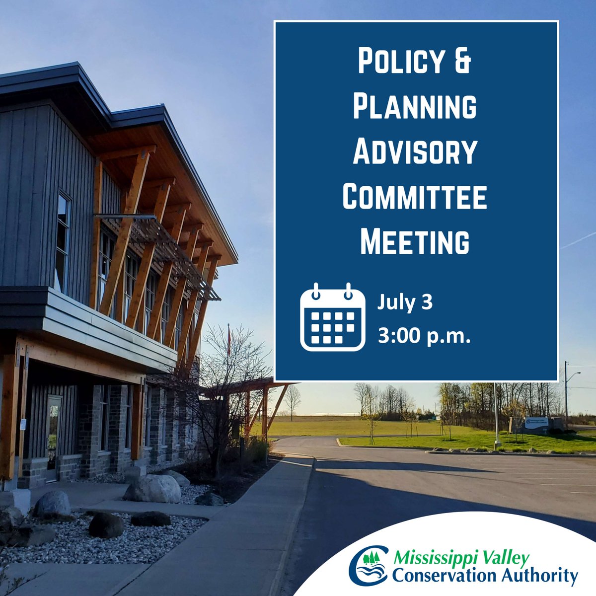 MVCA's Policy &amp; Planning Advisory Committee will meet tomorrow, July 3rd, 2025 at 3:00 p.m. Visit mvc.on.ca for more information and to review the agenda prior to the meeting.