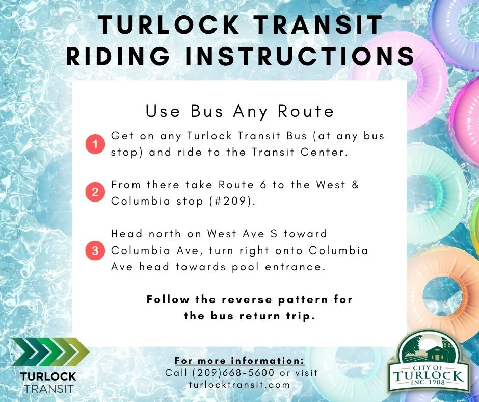 turlocktransit's tweet image. Come on down to Columbia Pool next Tue. (7/8) from 12:30-2:30 PM for a FREE swim day sponsored by @turlocktransit. Enjoy a refreshing break from the summer heat and learn more about transit. All are welcome! #freeswim #ColumbiaPool @CityofTurlock