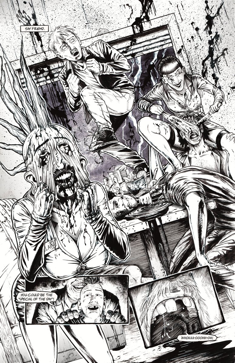 Page samples from our horror anthology..COME WITH ME, I'M ON MY WAY! 4 short stories based on tracks from SNFU's 1985 debut ...AND NO ON ELSE WANTED TO PLAY. Our campaign was funded in 39 minutes and running for another 29 days. Hit us up!

kickstarter.com/projects/3pres…