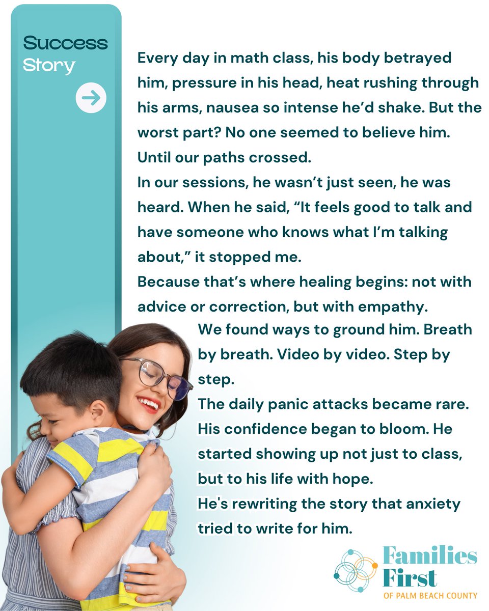 Stories like this highlight the vital role of our Behavioral Health Services Program. 
It warms our hearts to see our excellent therapists' positive impact on our clients' lives. 💕✨

#BelleGlade #FamiliesFirst #PalmBeachCounty #therapy