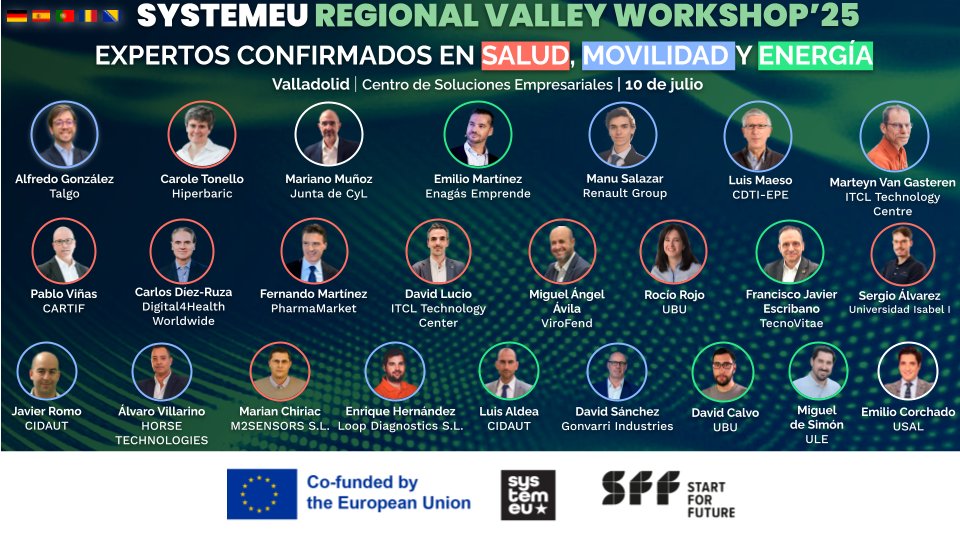 SystemEUValley (@systemeuvalley) on Twitter photo 🌐 ¡Expertos confirmados para el Workshop Regional de #CastillaYLeón #SystemEUValley!
🚩 Centro de Soluciones Empresariales - <a href="/jcyl/">Junta de Castilla y León</a> / Arroyo de la Encomienda (Valladolid)
📆 10 de Julio
⏲️ de 10:00h a 16:30h
▶️ systemeuvalley.eu/castilla-y-leo… 🌐 ¡Expertos confirmados para el Workshop Regional de #CastillaYLeón #SystemEUValley!
🚩 Centro de Soluciones Empresariales - <a href="/jcyl/">Junta de Castilla y León</a> / Arroyo de la Encomienda (Valladolid)
📆 10 de Julio
⏲️ de 10:00h a 16:30h
▶️ systemeuvalley.eu/castilla-y-leo…