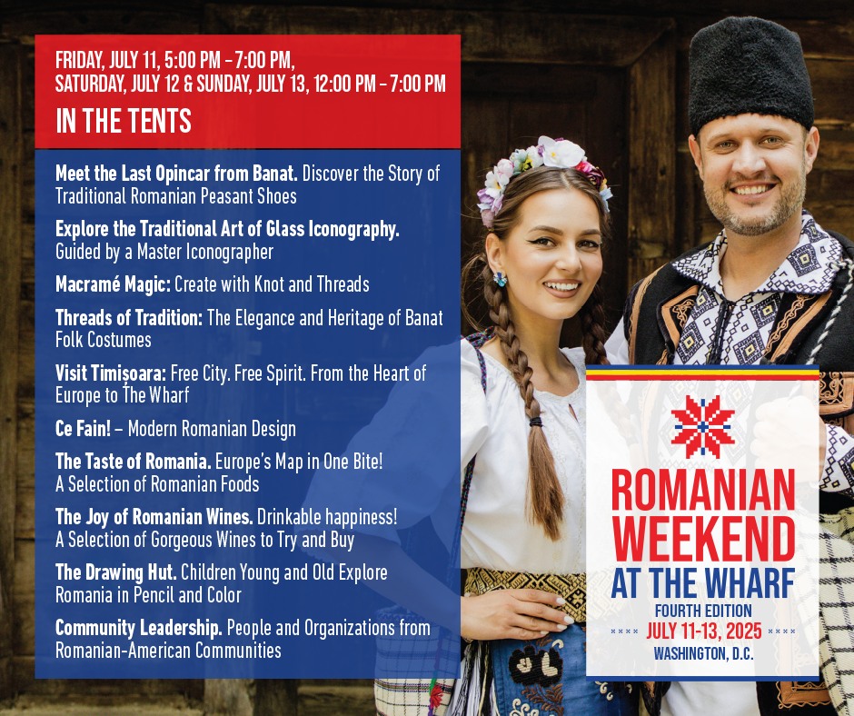 🇷🇴 Don’t miss Romanian Weekend at The Wharf, North America’s biggest Romanian festival!
July 11–13, 2025 | District Pier, Washington, D.C.
Music, dance, crafts, cuisine &amp; more celebrating Banat &amp; Timișoara’s vibrant spirit!
Full program: romanianfestivaldc.com
#ROEmbassy #RCIUSA