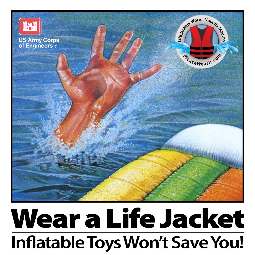 USACE, Tulsa (@usacetulsa) on Twitter photo Riding an inflatable raft can be fun, but if you fall off you might struggle in the water fight to avoid drowning. Even if you can swim, wear a life jacket when in, on, or around open water like lakes, rivers & ponds because conditions are different then a pool. <a href="/pleasewearit/">Please Wear It</a> Riding an inflatable raft can be fun, but if you fall off you might struggle in the water fight to avoid drowning. Even if you can swim, wear a life jacket when in, on, or around open water like lakes, rivers & ponds because conditions are different then a pool. <a href="/pleasewearit/">Please Wear It</a>