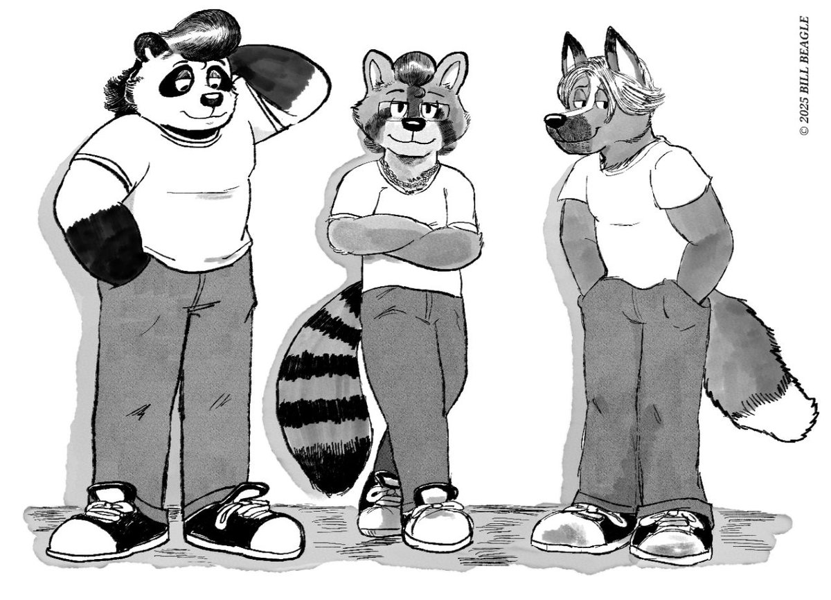 Bandit_Raccoon's tweet image. Troublesome trio of greasers hangin' out!

Gift for my day 1's @hamamoto1224 and @docter_lol 

🎨 Bill Beagle
#furryart #furryfandom #greaser