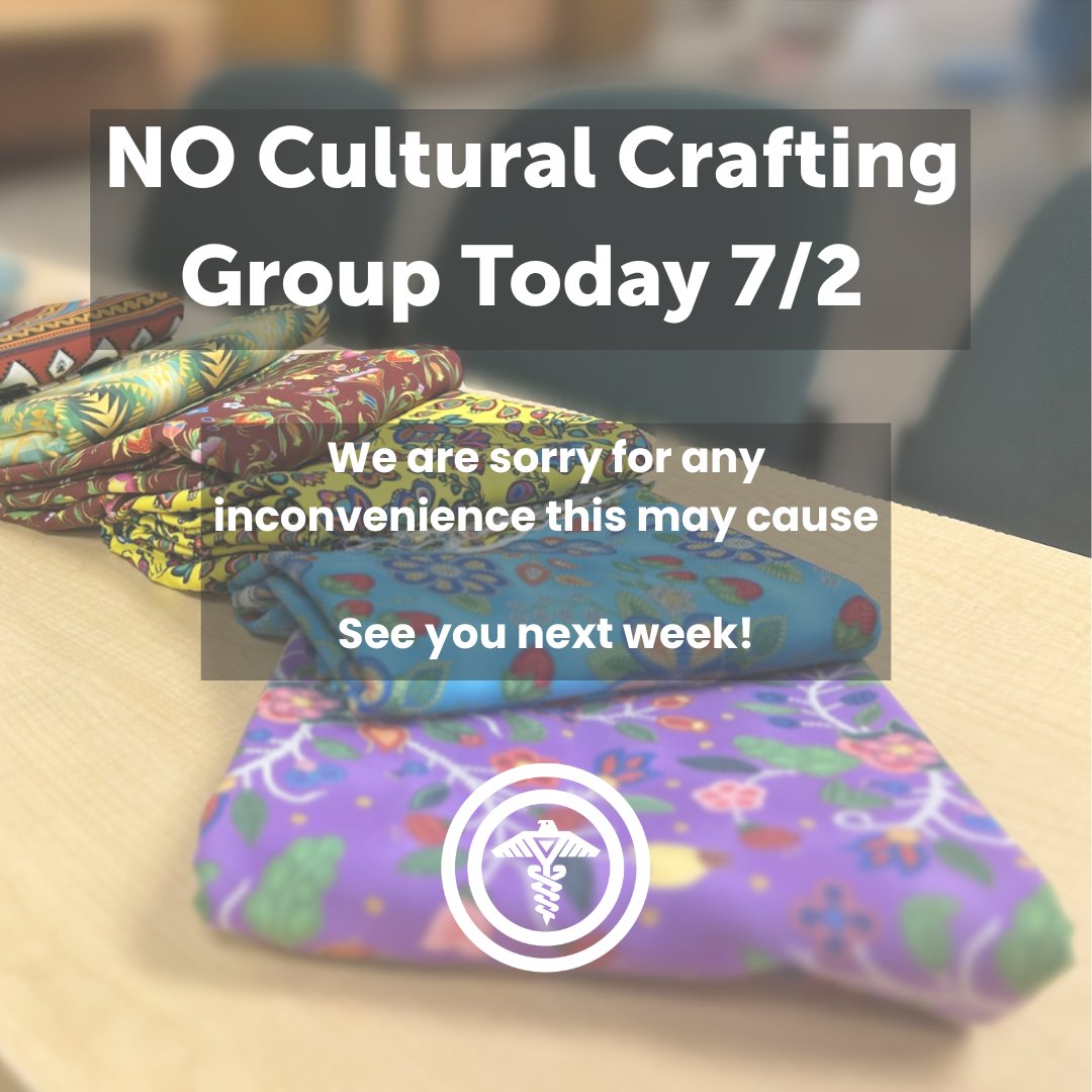 IHB_Minneapolis's tweet image. Wednesday Cultural Crafting Group is cancelled for today, July 2. We’ll be back next week with our usual time, space, and creativity.
Miigwech for your understanding and continued participation. 💜
Stay safe and cool today!
#MyIHB #CulturalHealing