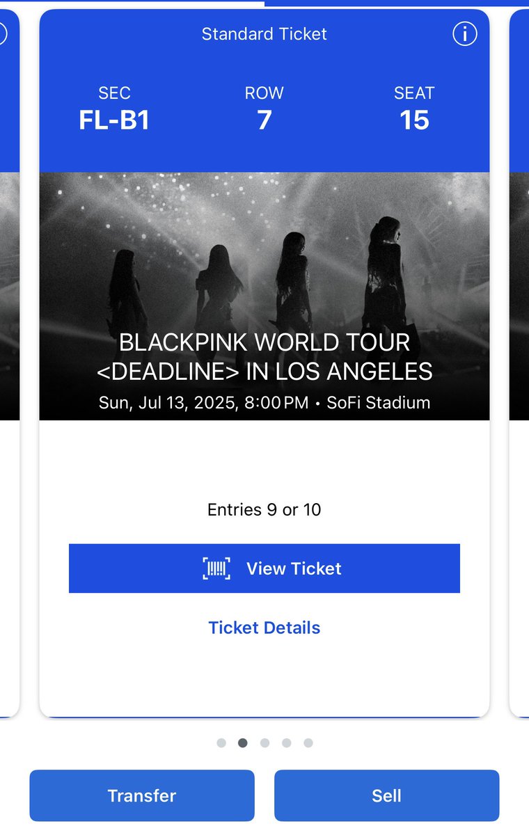btewineee's tweet photo. Selling BLACKPINK Tickets at SoFi on Sunday 7/13
Section B1, Row 7, Seats 14–15

Selling for final price of $700 (Pairs only)
Original price $800

Meet up to transfer tickets in person around bay area, CA
DM me or reply if you're interested
#BLACKPINK #블랙핑크 #DEADLINE #YG https://t.co/i3rffB5M4i