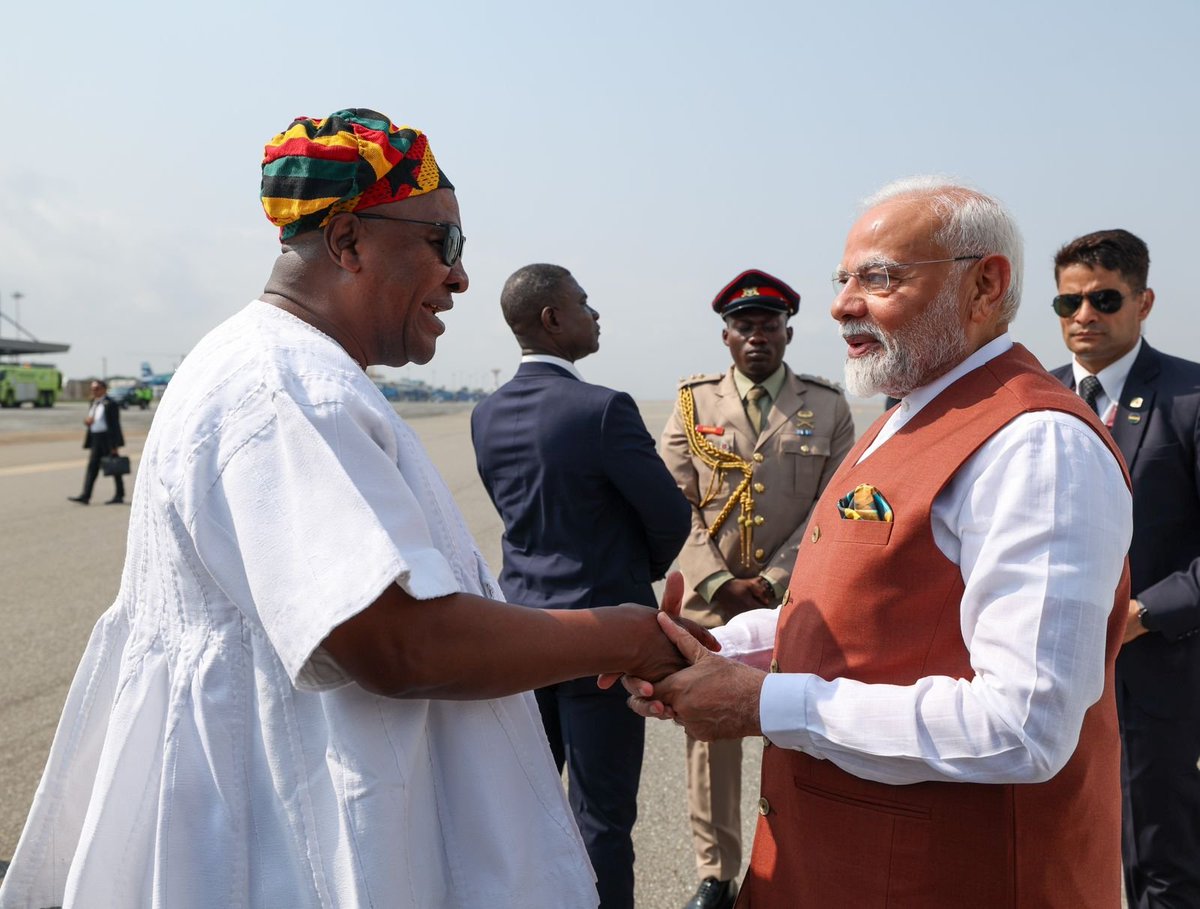 Indian Prime Minister Modi reached Ghana to strengthen relationships.