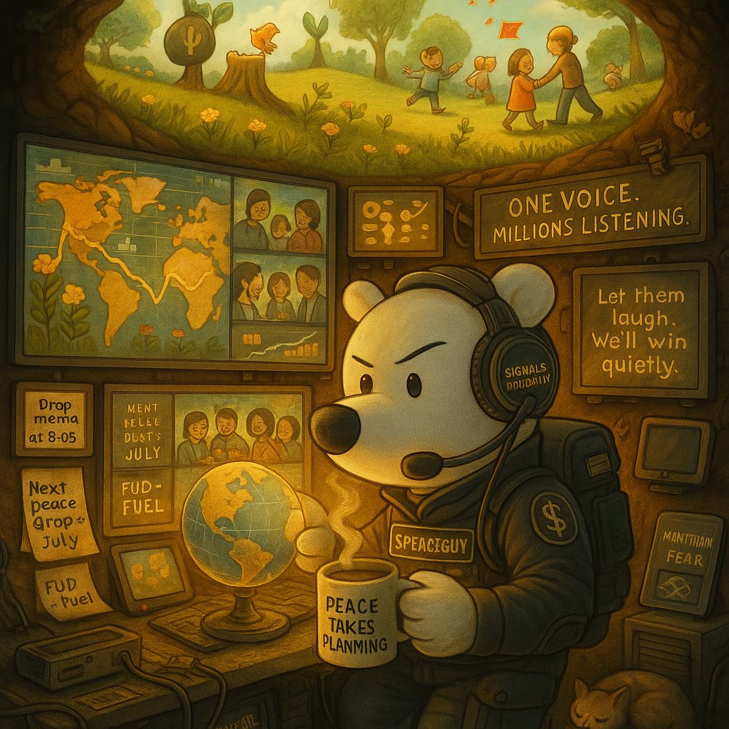 SolPeaceguy's tweet image. While the world rushes, PeaceGuy reminds us: some things are worth slowing down for.
Love. Kindness. Understanding.
🌍 One moment of peace can ripple into forever.
Stay grounded. Stay human.
$PEACEGUY ✌️
#PEACEGUY