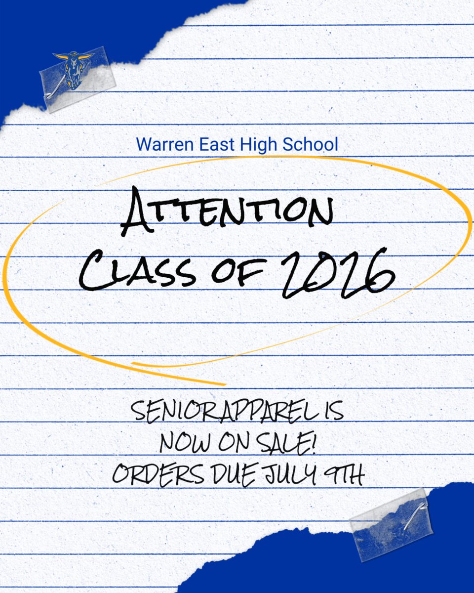 Senior apparel is now available, and we’re excited for you to check it out!

All orders must be placed by next Wednesday, July 9th. If you have any questions, don’t hesitate to reach out to your guidance counselor.

hwdukessports.chipply.com/warreneastseni…