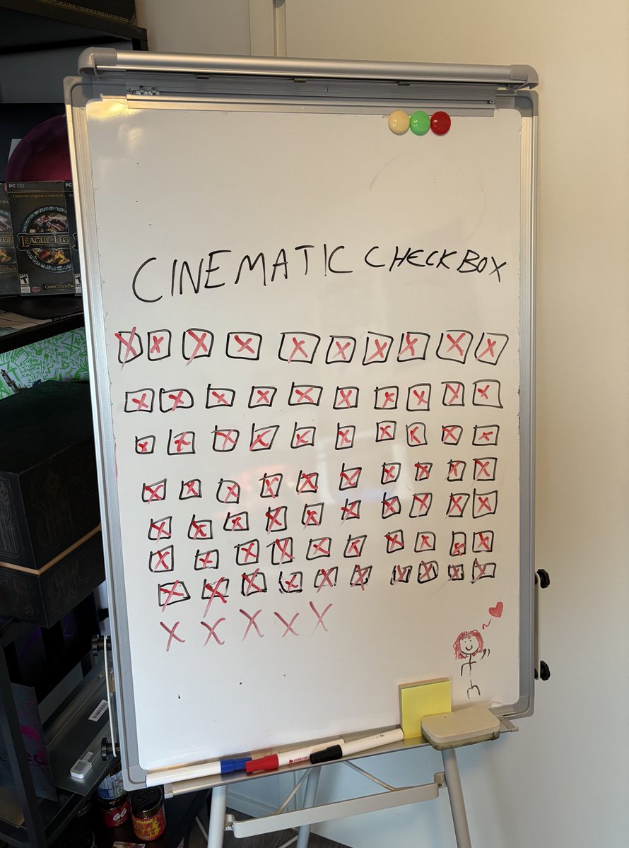 Never shown behind the scenes like this before 

This was my check list for the scenes in the cinematic so I have an easier time to visualize how much I still have left

Every box was anything from 10 minutes of editing to 2 hours

I started this when I was 1/3 done btw 💀