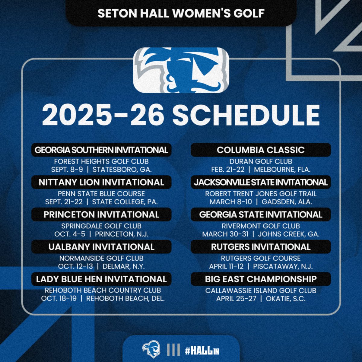 SHUWGolf's tweet image. π
ππΎπππΏπππ πΏπππ π
Here's a look at our 2025-26 schedule!!!
#HALLin β³π΄ββ οΈπ΅βͺ