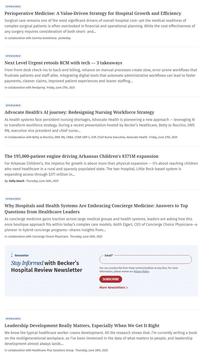 B_Madden4's tweet image. Just pulled up the strategy section of the Beckers and 7/10 of the articles on page 1 are sponsored.
I mean I get the business but that's insane. I get terrified of diluting my content quality every time I send a sponsored post 😂
