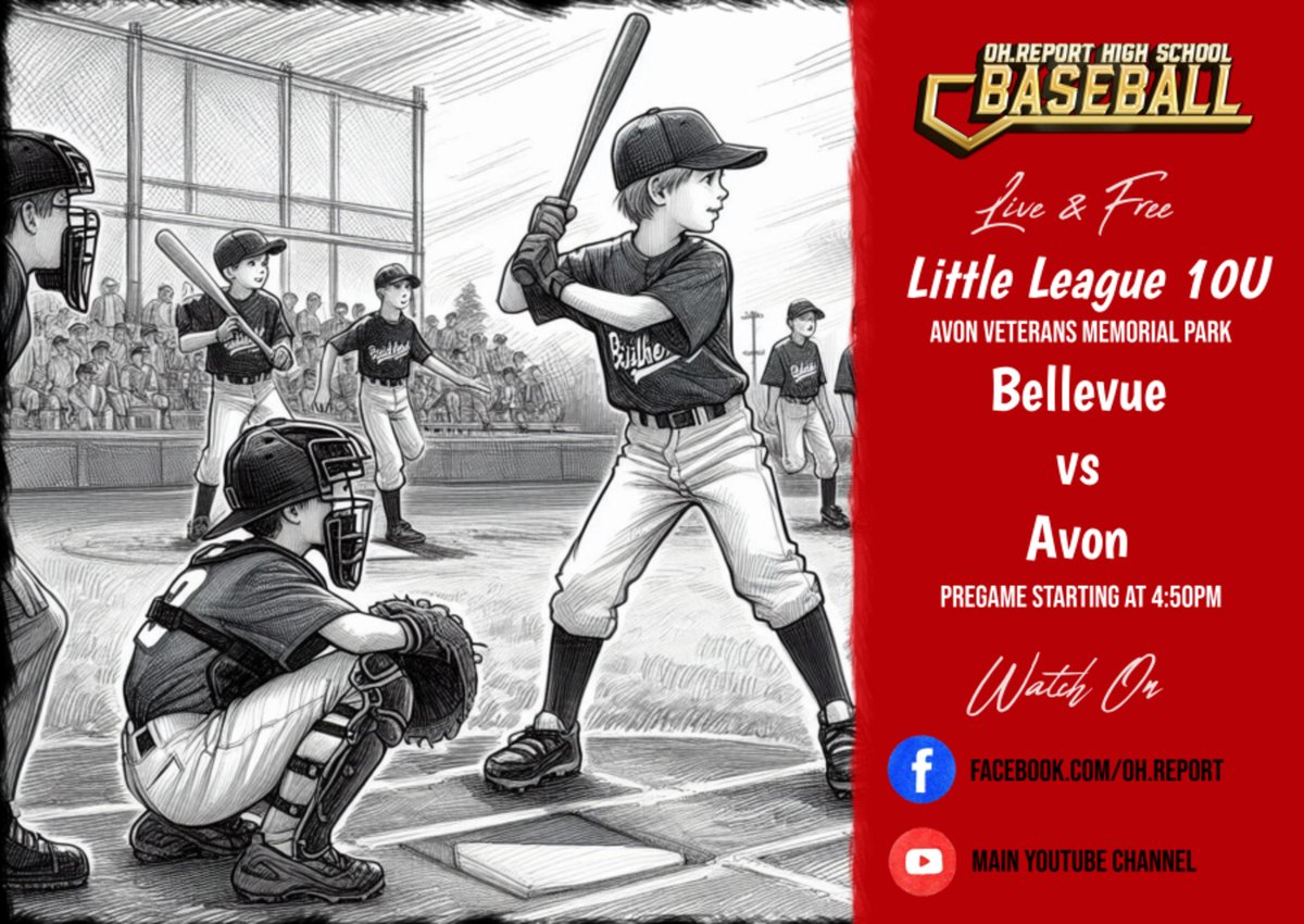 oh_report's tweet image. ⚾️ LITTLE LEAGUE BASEBALL LIVE TODAY! ⚾️
Join us LIVE & FREE from Avon Veterans Memorial Park as the next generation of stars hit the diamond!
🕔 First pitch: 5 PM
📍 Avon Veterans Memorial Park
🎙️ Josh Banks on the call
📺 Watch it all on OH Report platforms – Facebook,…